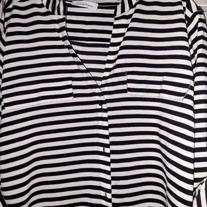 Calvin Klein stripe botton down women shirt 1X